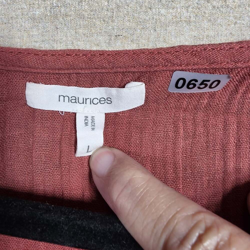 Maurices Rusty Red Sleeveless Button Sundress Midi Size L Tiered Lagenlook - Picture 2 of 8